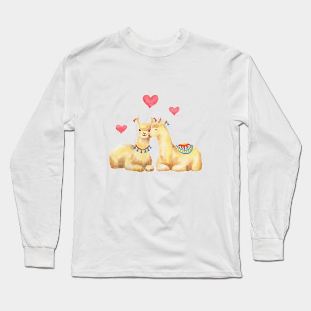 Llamas in love 2 Long Sleeve T-Shirt by nadyabasos